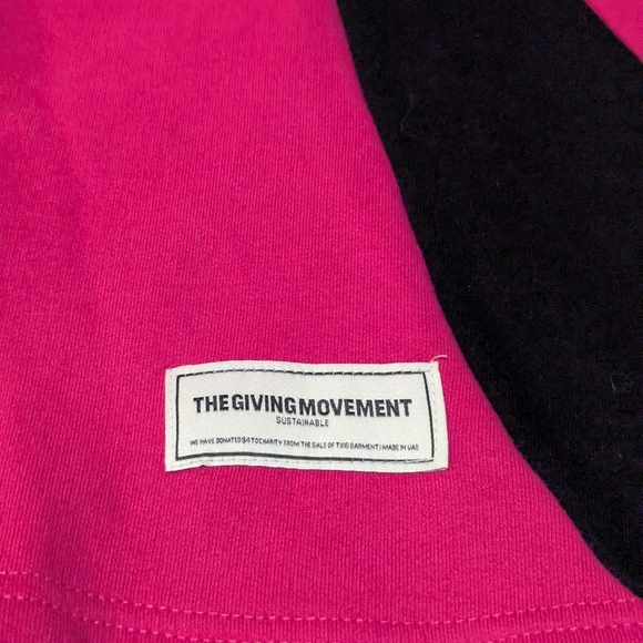 The Giving Movement Wide Colorbloock 31.5" Organic Fleece Jogger Fuschia Pink - Picture 4 of 7